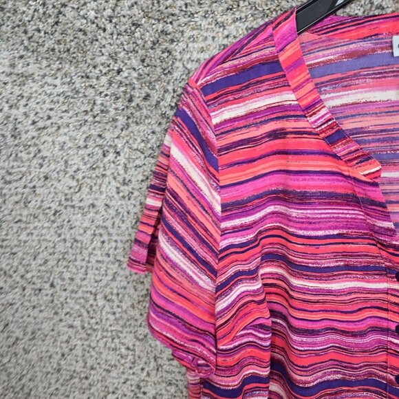 Catherines Top Womens Petite Plus 2XWP 22/24WP Pink Striped Button Up Ladies - Picture 3 of 7